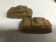 2 - Vintage Tootsie Toy Made In USA Army Tanks -w- tires intact