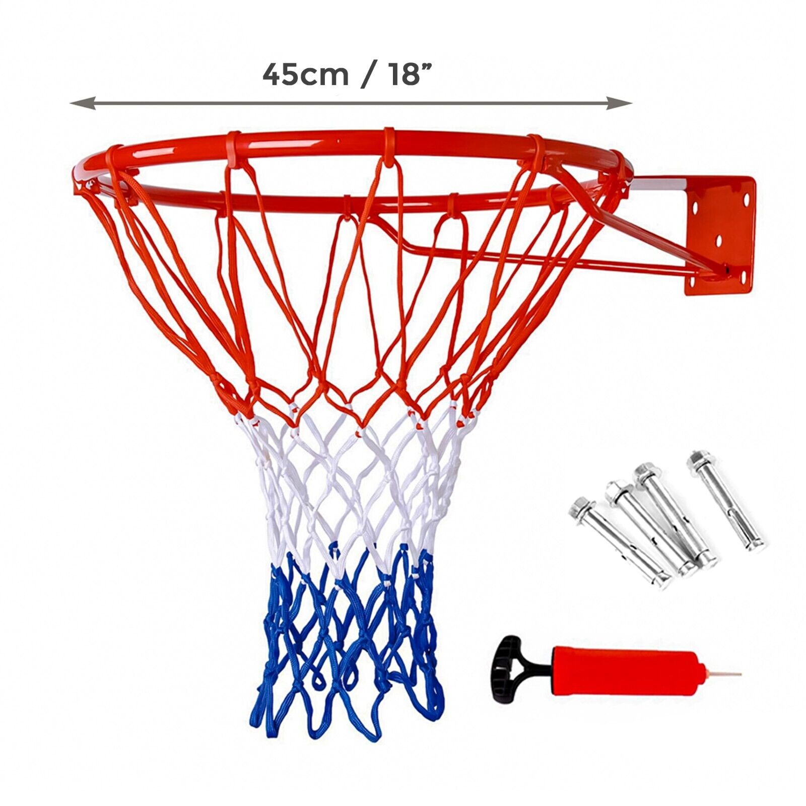 Berucht onderpand afvoer Full Size Basketball Hoop Ring Net Wall Mounted Outdoor Hanging Basket  18"/45cm | eBay