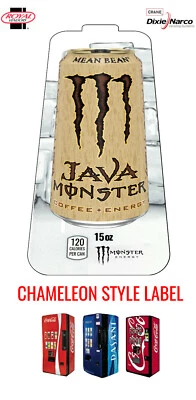 (1) Royal Vendors Chameleon "Monster Java Mean Bean" 15 oz Vend Label Flavor Str