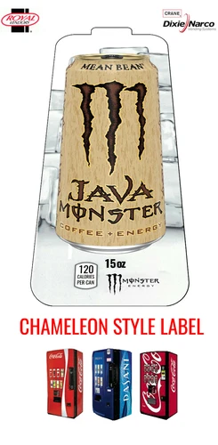 1 Royal Vendors Chameleon "Monster Java Mean Bean" 15 oz Vend Label Flavor Str