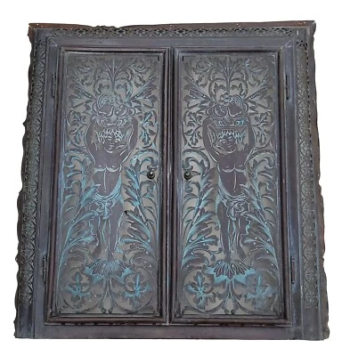 08K13 ANCIENNE GRILLE FACADE DE CHEMINEE EN LAITON AJOURE XIXe SIECLE DECORATION - Photo 1/4