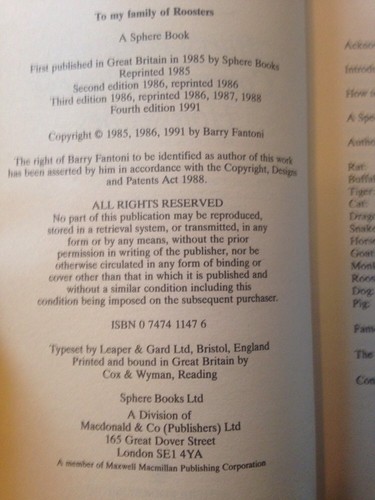 Barry Fantoni's Complete Chinese Horoscopes Updated 1991 PB - Picture 3 of 3