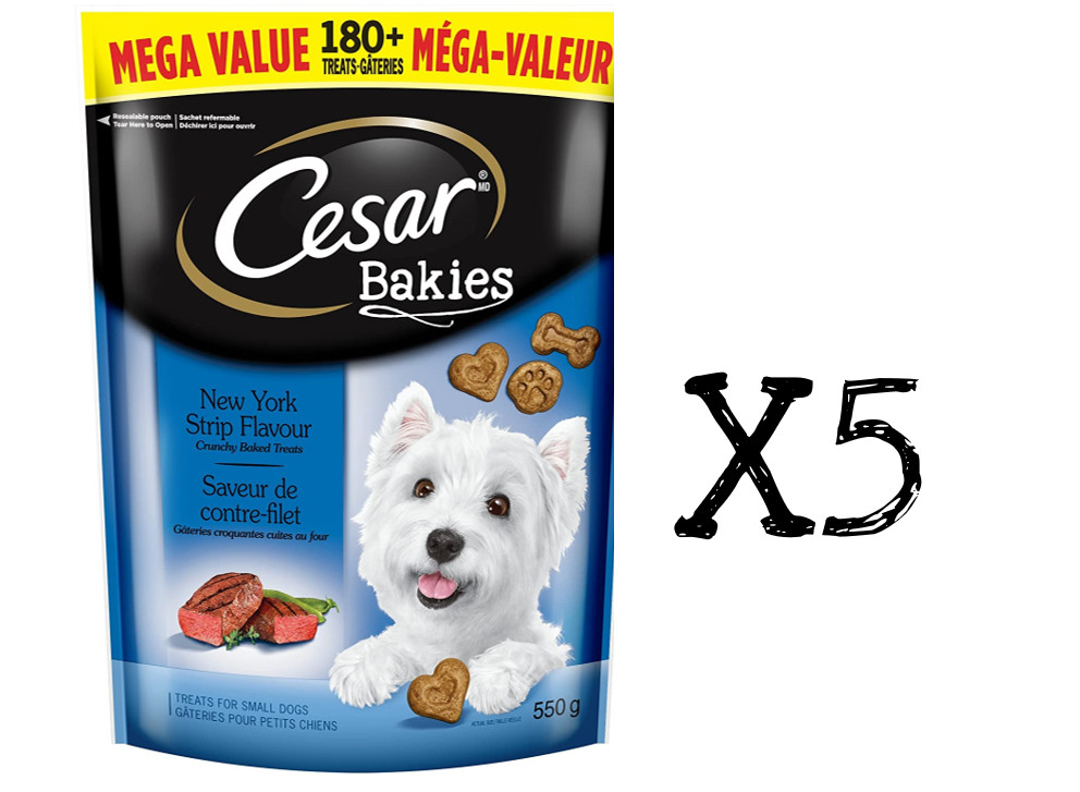 Cesar Bakies Crunchy Baked Treats For Small Dogs New York Strip Flavour 550g x5