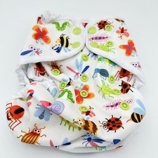 Baby Diaper Cover Adjustable Snap Bugs Insect Print Bees, Butterfly One Size