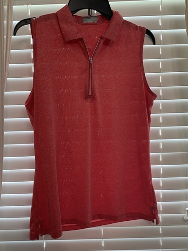 Callaway Poloshirt Damen Large rosa Viertelreißverschluss Golf Tank Performance SCHÖN!