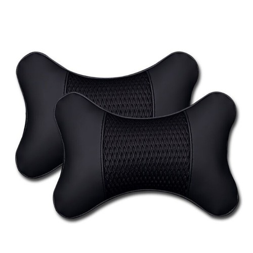 Car Seat Headrest Pad Leather Knitted Pillow Auto Head Neck Rest Support Cushion - Bild 6 von 18