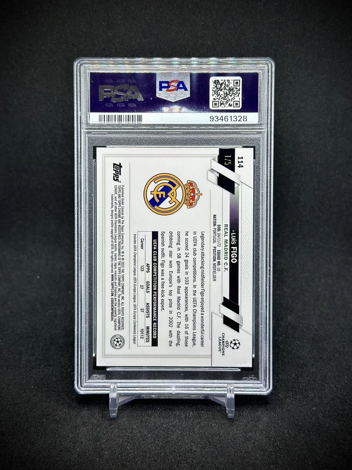 Luis Figo 2023 Topps Chrome Sapphire UEFA Red Refractor 1st/5 SSP PSA 10 - Image 2 of 2