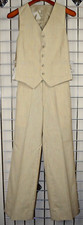 Vintage Flared Pant Vest Set Size 26 x 31 70s Golden Beige Woven Rainbow Drizzle
