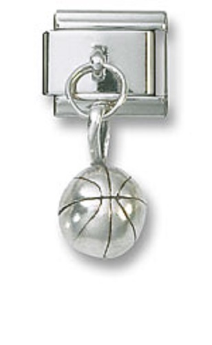 Italian Charm Dangle Basketball Sterling Silver 9 mm Stainless Steel Bracelet - Picture 1 of 2