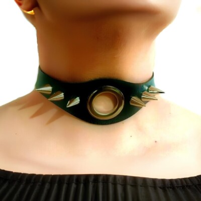 Stachel Halsband Ring Halsband Halskette Schwarz Leder 6 Stachel Mode Unisex Punk