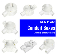 CHOICE OF WHITE PLASTIC CONDUIT BOXES 1 WAY - 4 WAY 20MM OR 25MM JUNCTION BOXES