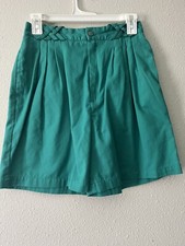 Turquoise High Waisted Vintage Shorts Braided Waist Line Belt Loop