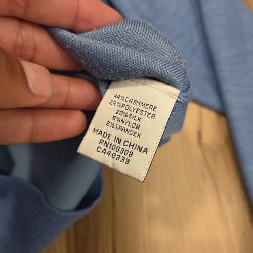 Peter Millar Victory Cashmere 1/4 Zip Silk Blue Pullover Sweater Large Crown - Picture 5 of 12