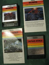 Atari 2600 Demon Attack and Atlantis With Manuals Tested & Working IMAGIC 1982