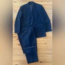 Brooks Brothers Navy Wool Pinstripe Suit Made in US 44R