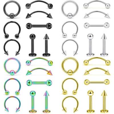 8Pcs/Set Stainless Steel Nose Lip Rings Tragus Ear Piercings Helix Body Jewelry