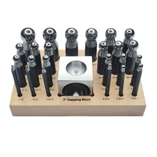 26-Piece Dapping Kit Doming Punch Block - Jewelry Forming Form Set 2.3mm-25mm