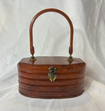 Vtg Lucite Beehive Purse Llewellyn Tortoise Shell Style Ladies Box Handbag Purse