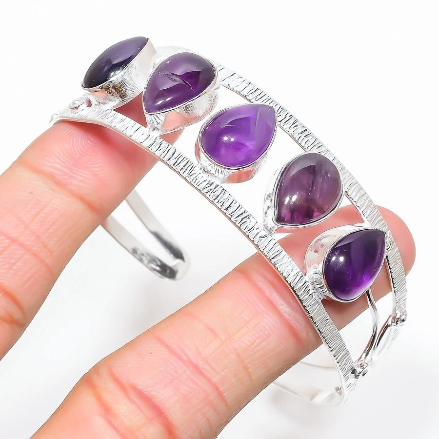 VALENTINO Bracciale Gioielli Argento Sterling 925 Pietra Preziosa Ametista Viola Regolabile