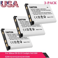 3PCS EN-EL10 Battery Replacement for Nikon Coolpix S60 S80 S200 S220 S230 S500