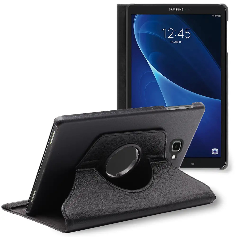 Coque Samsung Galaxy Tab A6 10.1 Housse Etui Rotatif 360 Cuir PU Noir 2016