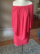 Luli Fama Off Shoulder Cocktail Party Ruffle Bodycon Asymmetrical Mini Dress Sm