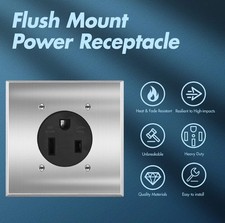 50 Amp 250V NEMA 6-50R Power Outlet, Heavy-Duty 50A Receptacle, Square Wallplate