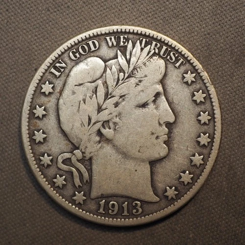 1913 **D** BARBER SILVER HALF DOLLAR ***NICE COIN!***  FREE SHIPPING! C1971