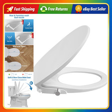 Elongated Non-Electric Bidet Toilet Seat - Self-Cleaning Dual Nozzles, Soft-Clos