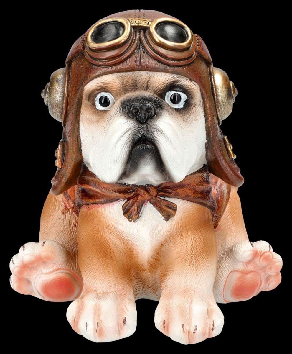 Bulldog Figure In Pilot Outfit - Funny Animal Decor Gift