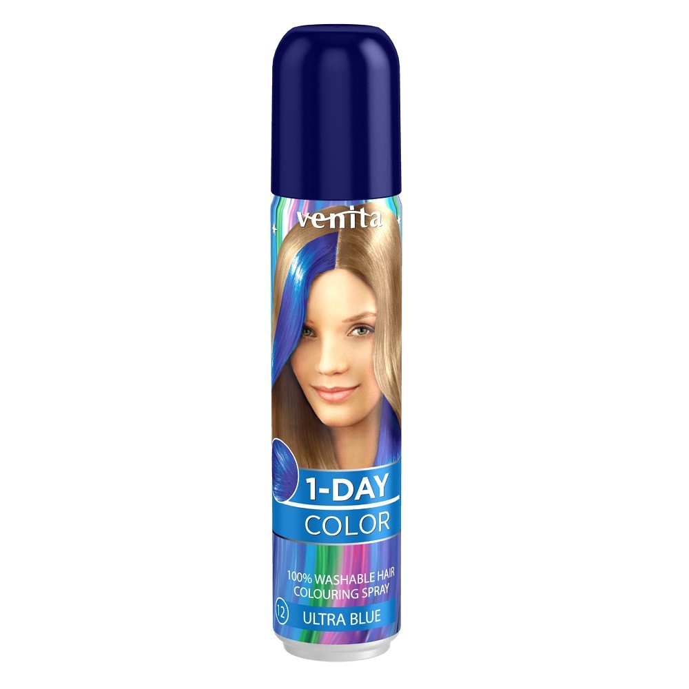 Venita Spray Temporal Cabello Ultra Azul, 50ml - Color 1 Día