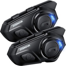 Motorcycle Helmet Bluetooth Headset, 10 Way 2KM Helmet Communication - 2 Pack