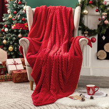 Christmas Red Fleece Throw Blanket for Couch 300GSM Super Soft Lightweight Plush