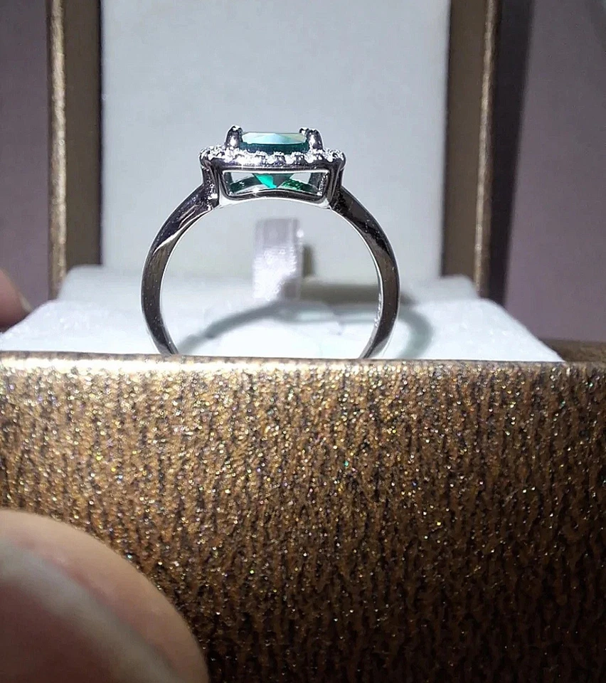 Anello Argento S925 Con Smeraldo Taglio Cushion - Immagine 4 di 4