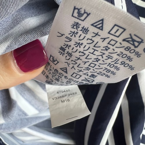 Lands' End Granatowy i Biały Pasiasty Dekolt Tankini Top kąpielowy Rozmiar 12DDD - Zdjęcie 7 z 7