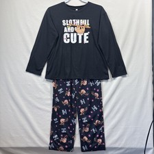 pretty sleepwear pajama set women Long Sleeve XL Black And Print 1094