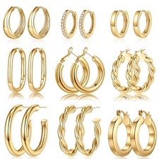 14K-Gold-Plated Hoop Earrings, 14k-Gold-Plated Small Hoop Earrings for Women ...