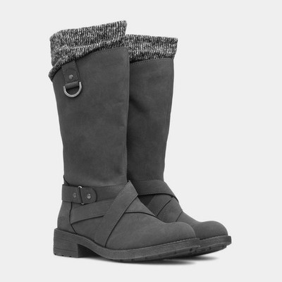 Rocket Dog Telsa Charcoal Gray Strap Boot  W Slouchy Sock look Size 6.5