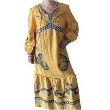 FARM Rio Cotton Tropical Beaded Floral Maxi Dress Women’s Sz XL Coconut Girl