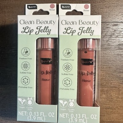 B Pure 2PK Clean Beauty Lip Jelly Rose High Shine Rich Hydration BNIB