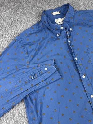 J. Crew Shirt Mens Long Sleeve XL Blue Flower Pattern Slim Fit