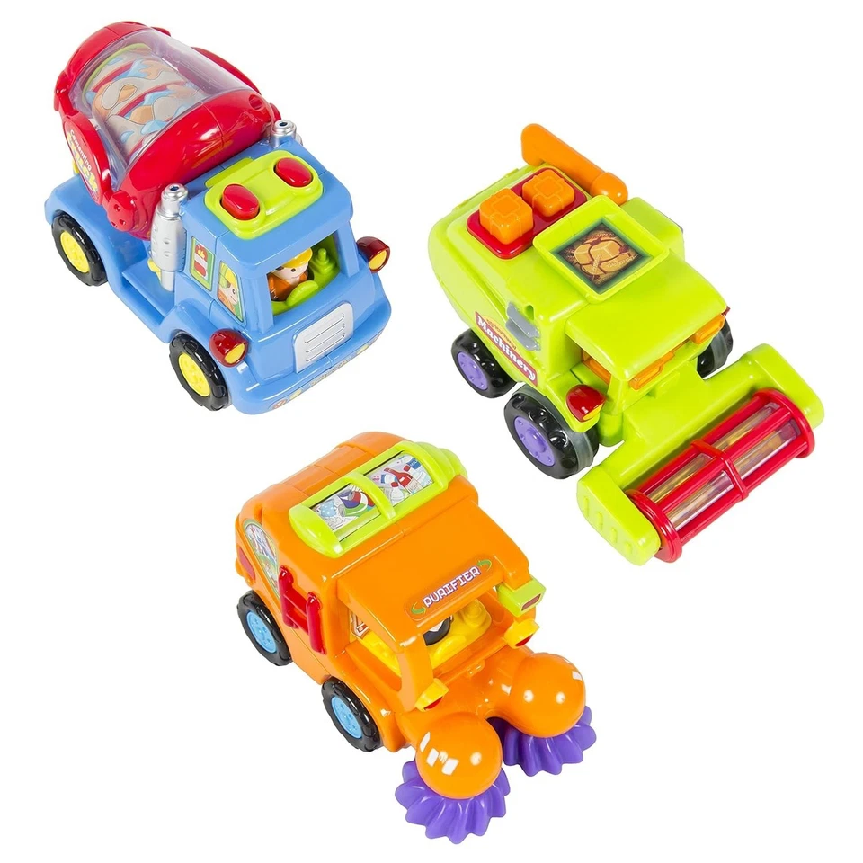 Juego de camiones de juguete 3 piezas coches push & go accionados por fricción para niños pequeños 18+M nuevo en caja regalo Foto 2 de 4