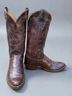 Vintage Justin   American Alligator Belly Men s 8 D Cowboy Western Exotic Boots