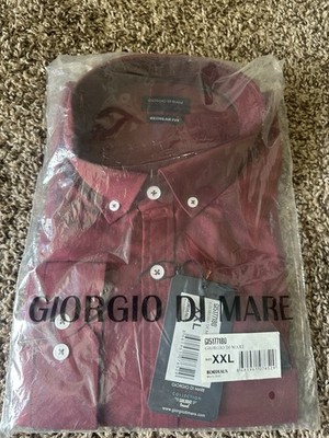 Giorgio Di Mare Men s Long Sleeve Shirt In Bordeaux Color , Size XXL , Brand New