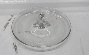 Signed Stueben Art Glass Clear Crystal Canape Plate by Lloyd Atkins