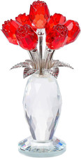 Red Rose Crystal Flower Glass Roses Bouquet Gifts for Women Wife Mom Collectible