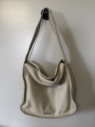Michael Kors Astor Silver Studded Grey Cement Leather Large Hobo