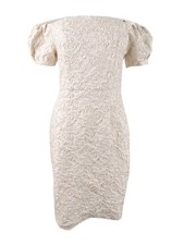 Betsy & Adam Women's Off-The-Shoulder Sheath Dress (10, Champagne) 749709589743