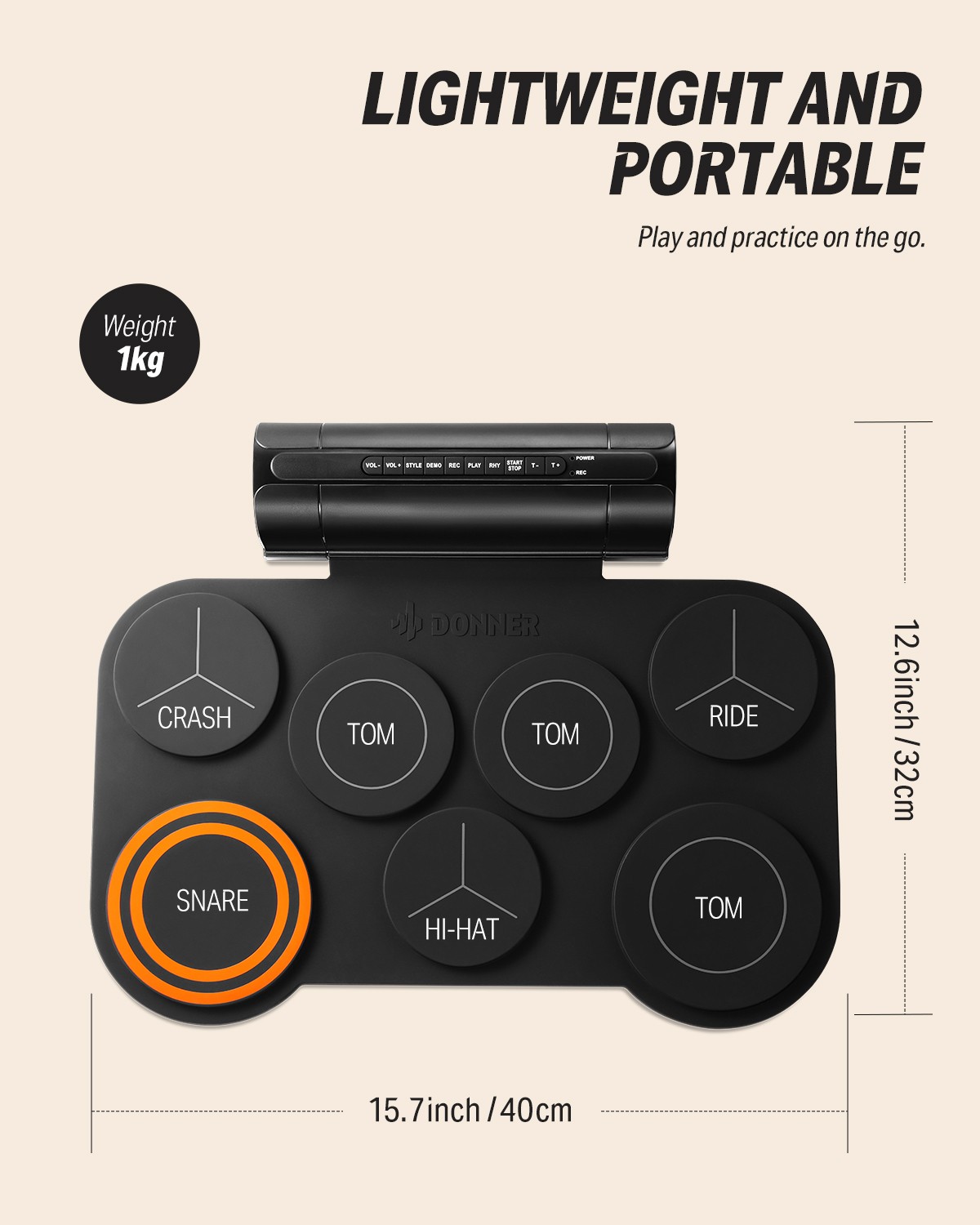 Donner DED-20 Electronic Drum Kit Roll Up 7 Pad Electric Drum Built-in Speaker