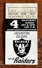 1978 EARL CAMPBELL “OAKLAND DEBUT” ROOKIE 104yd FOOTBALL TICKET OILERS RAIDERS